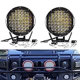 Turbo SII CREE Pair 9 Inch Round 225W Indensity Led Spot Light For offroad 4wd 4x4 JEEP FORD TOYOTA Pickup Auxliary Front Bumper Light Bar Replacement/Roof Driving Headlight 8000LM(45PCS5W) Black