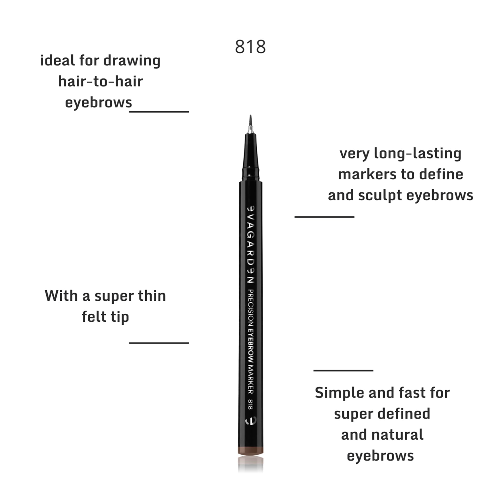 Precision Eyebrow Marker - 818 Light by Evagarden for Women - 0.02 oz Eyebrow Pencil, Cranberry, 0.6 ml (Pack of 1) - Image 2