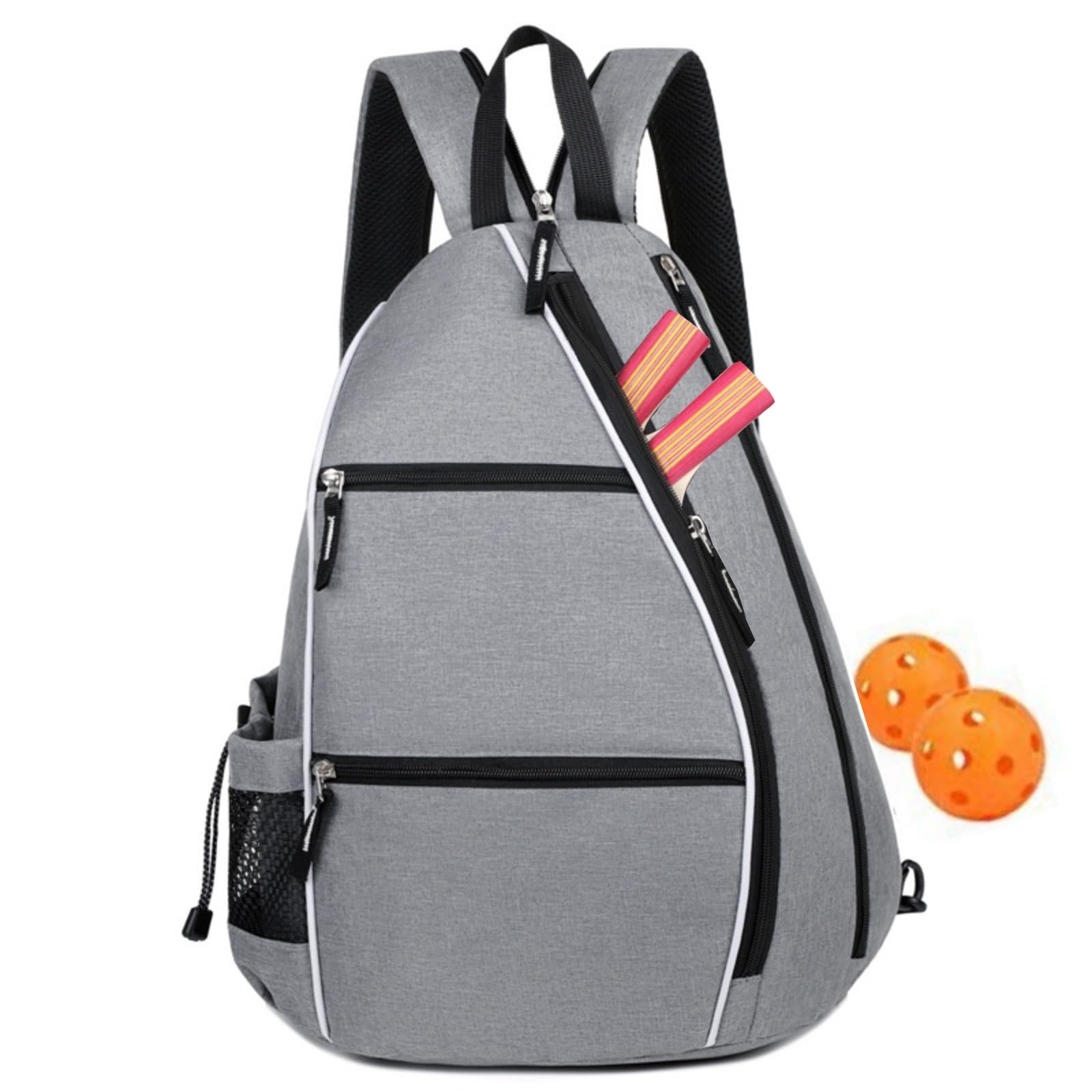YYKSYDPT Pickleball Bag,Sport Pickleball Tennis Sling Bag for Women Man,Adjustable Lightweight Pickleball Backpack with Fence Hook Water Bottle Holder for Sports Accessories Gear