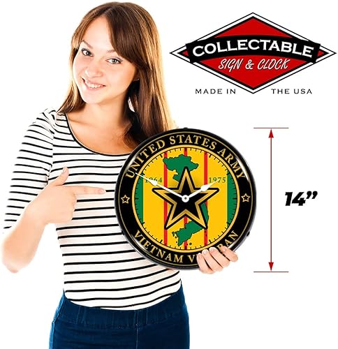 Miniatura 3 de Army Vietnam Veteran - Reloj de pared LED, diseño de parche militar, iluminado de 14.0 in
