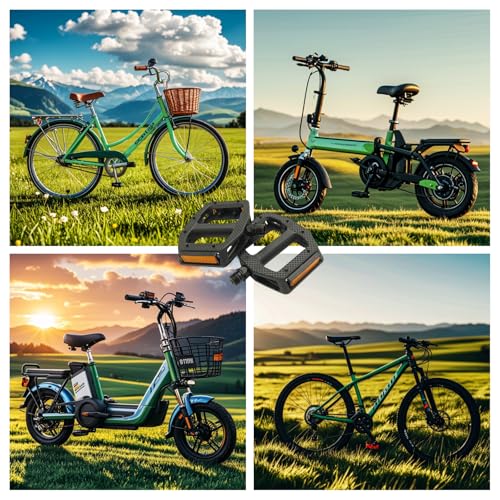 RYANGO Bike Pedals, Non-Slip Wide Bike Pedals with Reflectors, Lightweight 9/16" Bicycle Pedals for Mountain Bike, Road Bike, BMX, Adult Bike Pedal