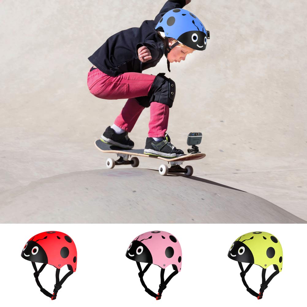 HEEPDD Children Riding Protective Helmet, Adjustable Ladybug Design Bike Helmet with EPS and ABS Material for Kids Cycling Scooters (Blue)