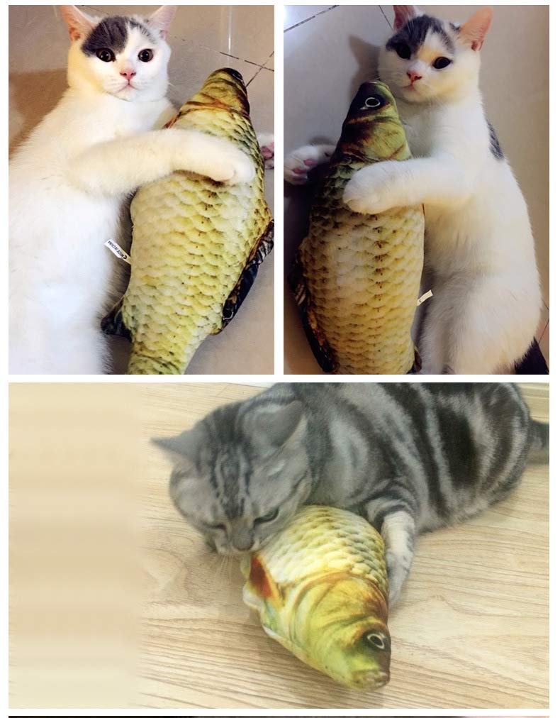 CLQ Juguetes para Gatos, Juguetes para Gatitos Juguetes para Mascotas, Juguetes de simulación de Hierba gatera para Gatitos Juguetes con Forma de pez (L)