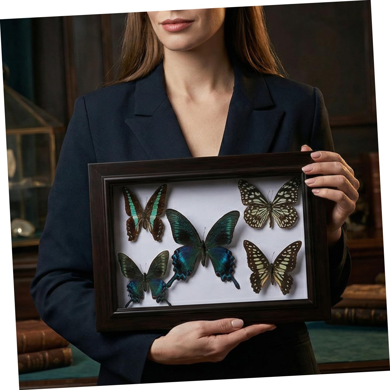 ERINGOGO Marco de Madera para Especímenes de Mariposas Decoración de Pared con Arte Mural de Mariposas Adorno Colgante para Sala de Estar Marco para Exhibir Especímenes Artesanía