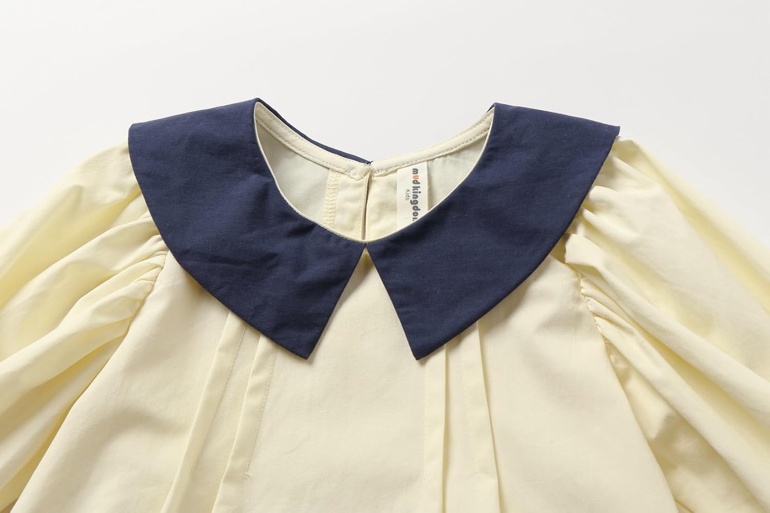 Mud Kingdom Girls Puff Dress Long Sleeve A-Lined Peter Pan Collar Bubble Sleeve Cotton 12 Months-7Y - Image 3