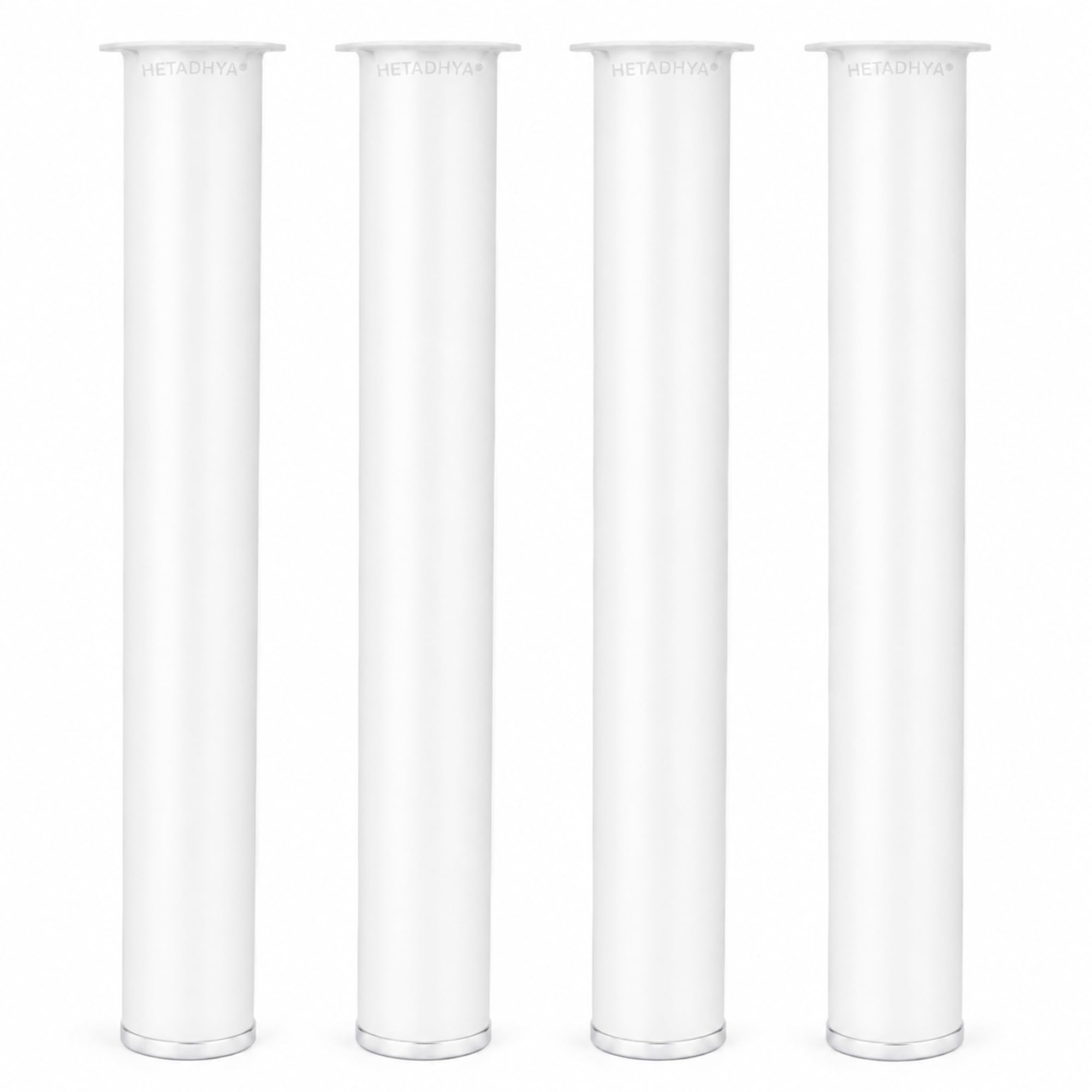 white stainless steel furniture legs, 8" height, 55mm diameter – modern table & sofa legs for coffee table, dining table, desk (set of 4)