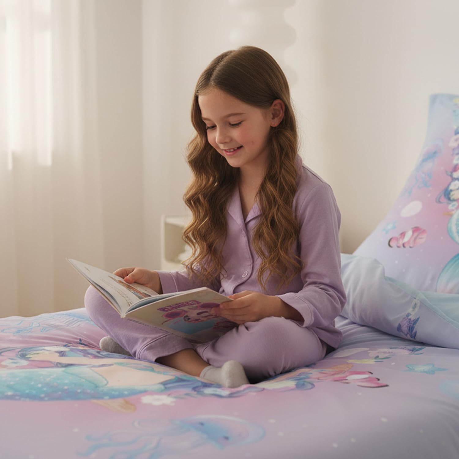 Copripiumino Singolo Unicorno per bambina, set piumone unicorno morbido in microfibra, stampa cartone animato 135x200 + federa 50x80