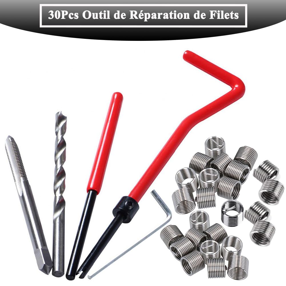 Yuhtech Kit Riparazione Filettature M6 M8 M10 - Set Helicoil Per Ripristino Filettature Danneggiate - Foto 11