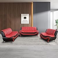 Vista 15 de Juego de sofá y sofá biplaza, juego de sofá de piel sintética, juego de muebles de sala de estar, juego de sofás blancos para sala de estar