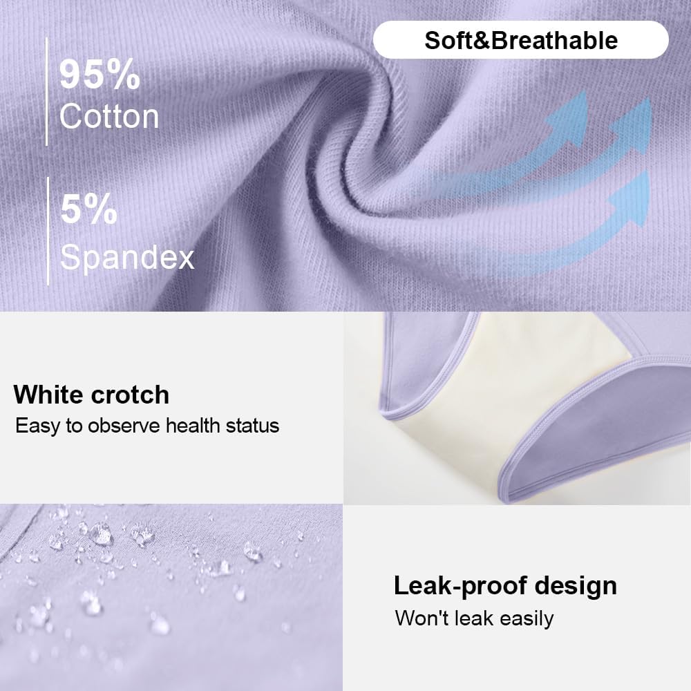BATTEWA Mid-Waist Incontinence Underwear for Women Leak Proof Panties Protective Briefs for Bladder Control Washable Absorbency 40ML,3Pack (Large,3 Color) - Image 3