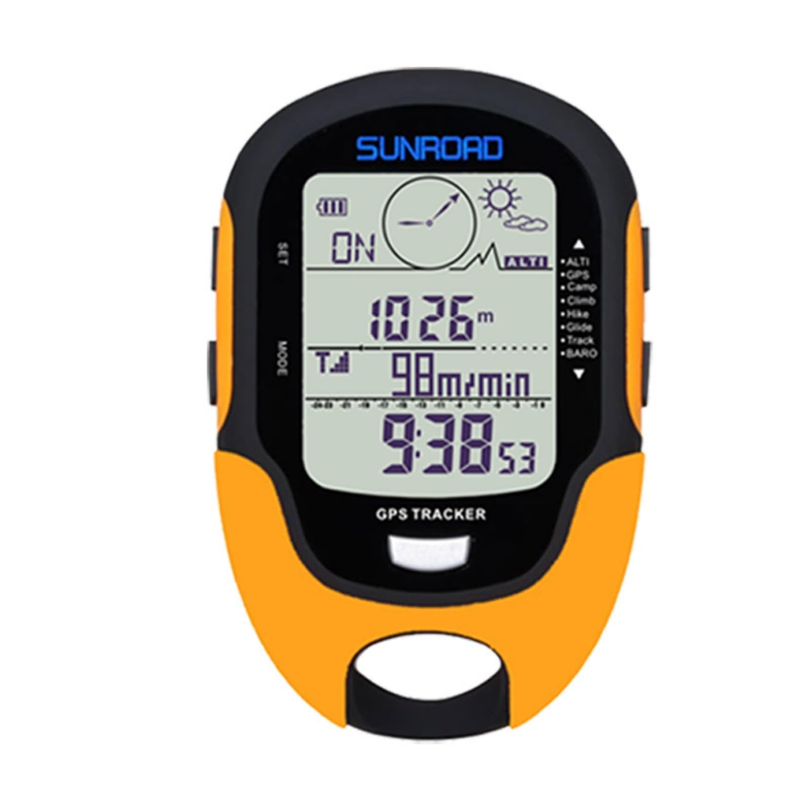 GPS Höhenmesser Barometer, Multifunktionale GPS Messgerät mit Hochpräzise Sensor, Kompass, Thermometer, Hygrometer, Wettervorhersage, Uhr, Datum, LED Taschenlampe, Wecker, IPX4 wasserdichte