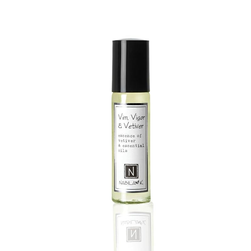 Óleo perfumado roll-on Nabila K Vim, Vigor & Vetiver, sem álcool, 9,8 mL