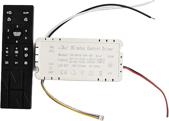 Eawfgtuw Ceiling Fan Light Remote Control Kit, Dimmable Controller, 6- Dimmable Controller Driver, Variable Frequency Control, Fan Adjustment, Bedroom Fan Light Ventilation Control