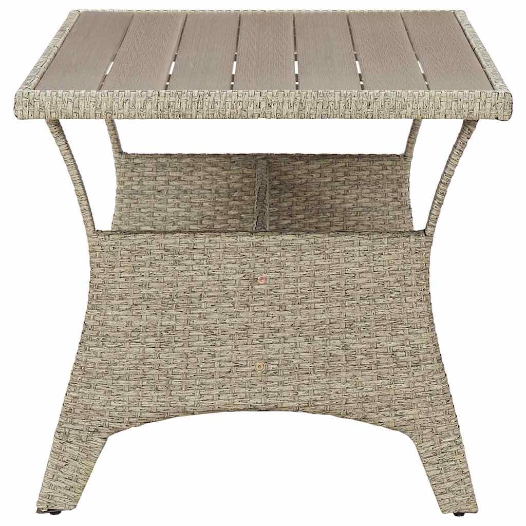 Stół ogrodowy, szary, 120 x 70 x 66 cm, polirattan, odporny na warunki atmosferyczne, stół do jadalni ze stalowym stelażem, na taras, balkon, do ogrodu, składany, owalny, trwały, łatwy do