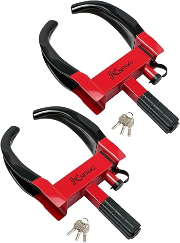 Miniatura 15 de Bloqueo de rueda antirrobo ajustable de seguridad para remolques, automóvil, SUV, barco, motocicleta, carrito de golf, gran disuasión, bloqueo