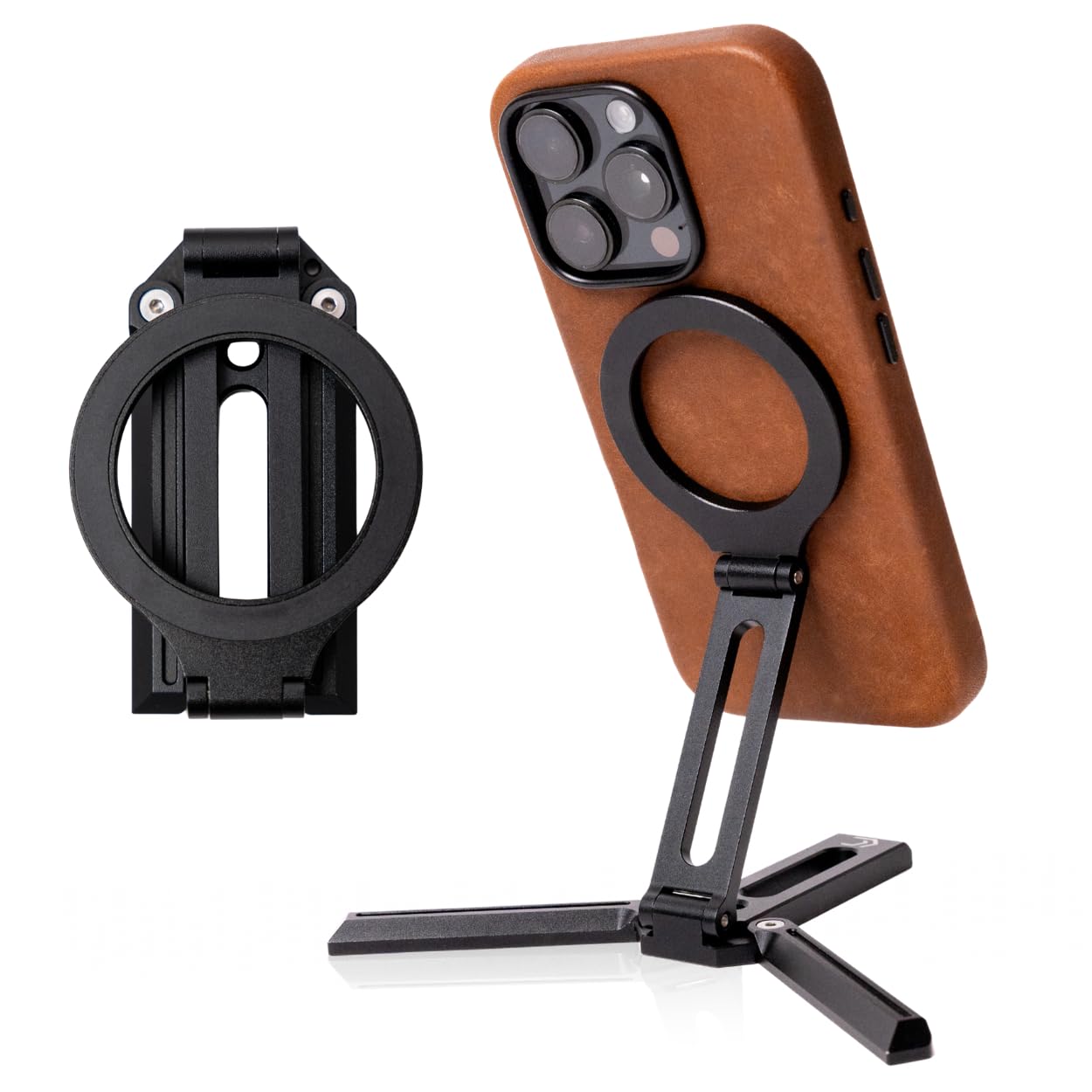 Cinder Stand - Magnetic Mini Tripod Stand Foldable Magnetic Phone Holder with Adjustable Angle Strong Magnetic Grip for