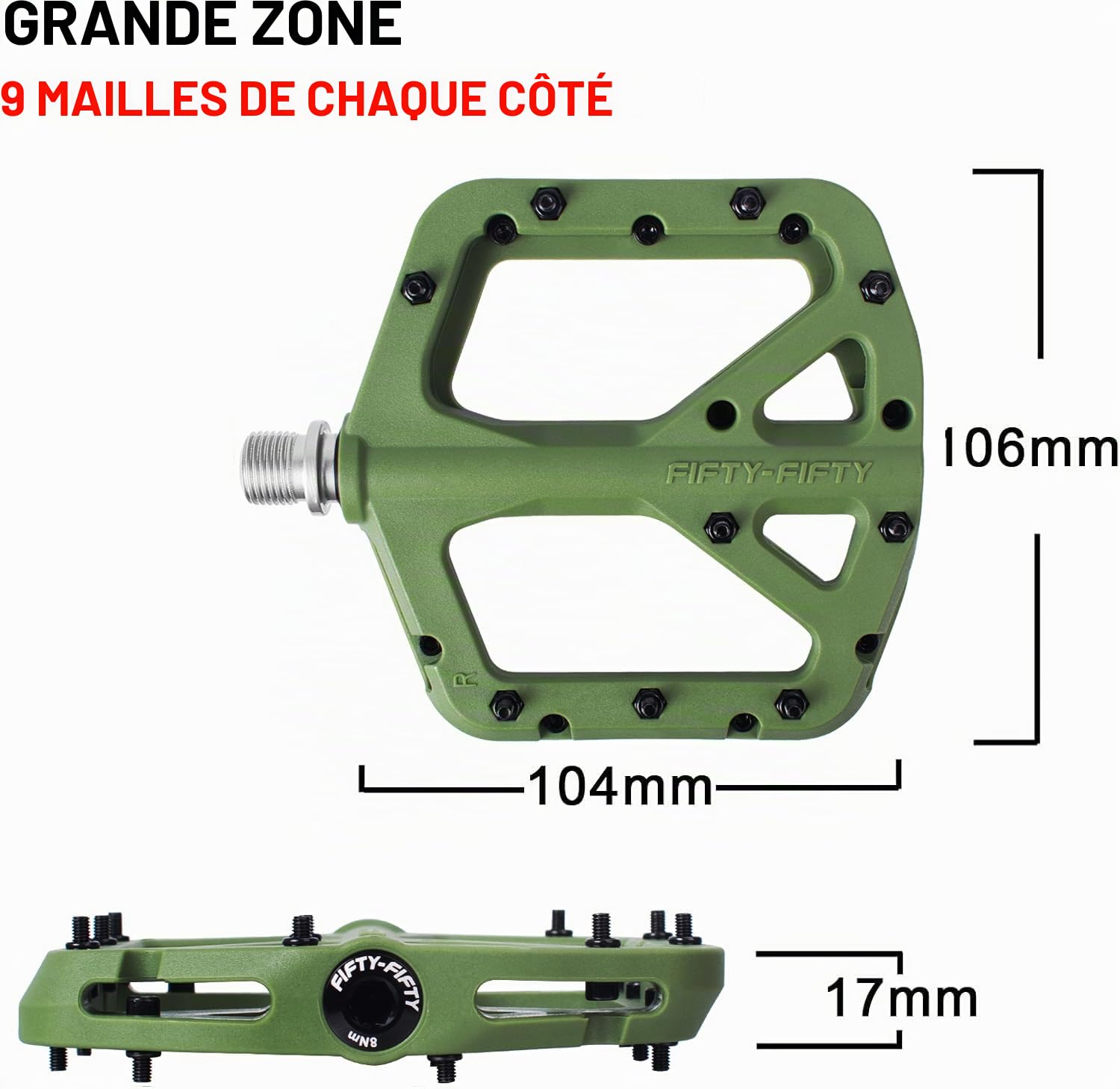 FIFTY-FIFTY Pédales pour Vélo, 9/16" Antidérapantes et Légères Pedal