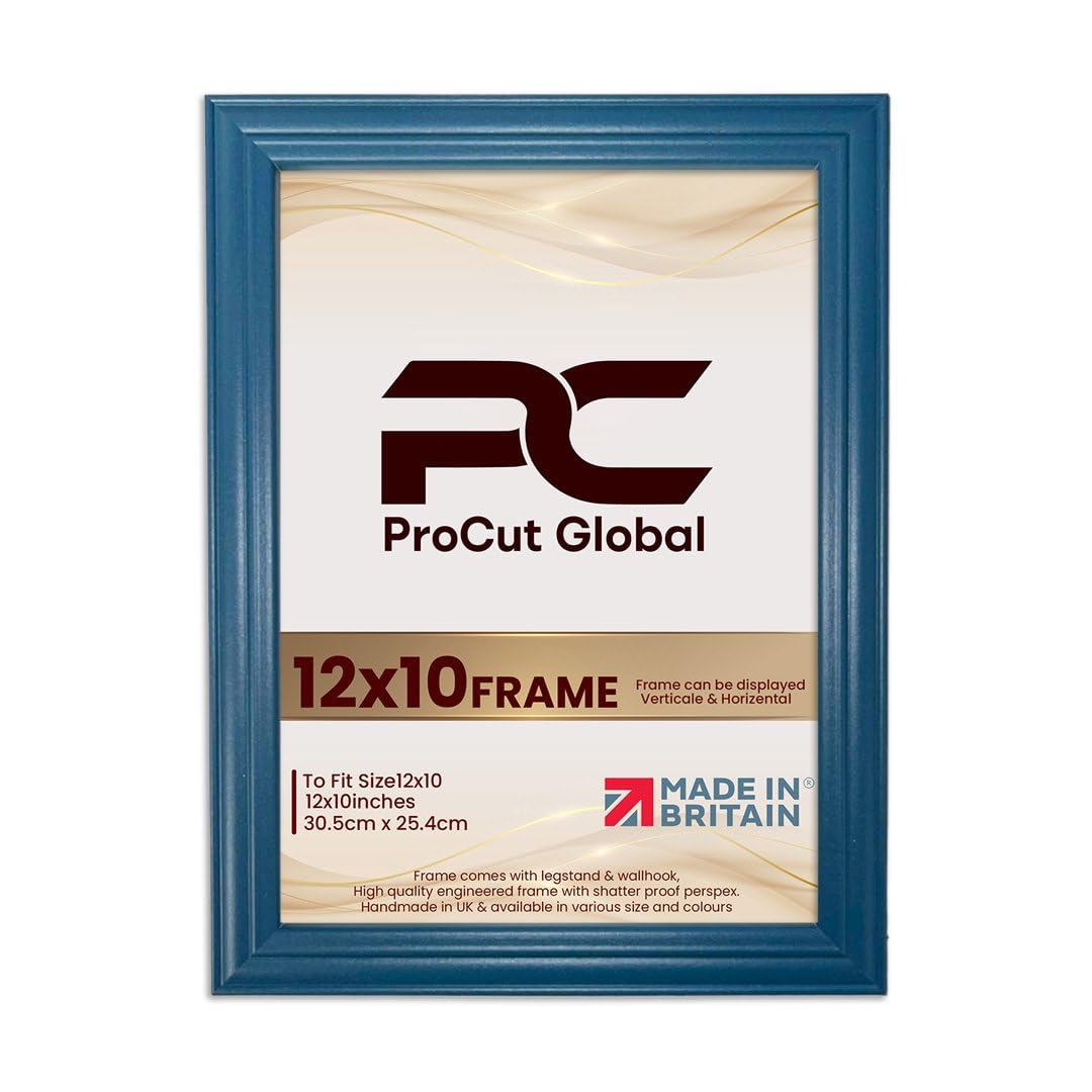 Procut Global 12X10 Navy Blue Picture Frames - Classic Wooden Photo Frame with Shatterproof Perspex for Wall or Tabletop - Perfect for Posters, Certificates & Prints - Sizes & Colors Available