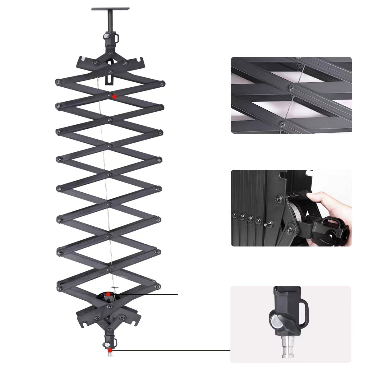 Photography Ceiling Rail System 2M Lifting Constant Force Hinge kit with Safety Rope Accessories for Live Broadcast Studio Photography Flash Specialized Equipment