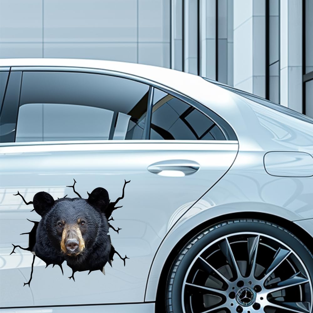 Black Bear Car Decals - Bear's Face Vinyl Decal Stickers Car Decorations, Pack of 2 Wall Decals Stickers Series 67