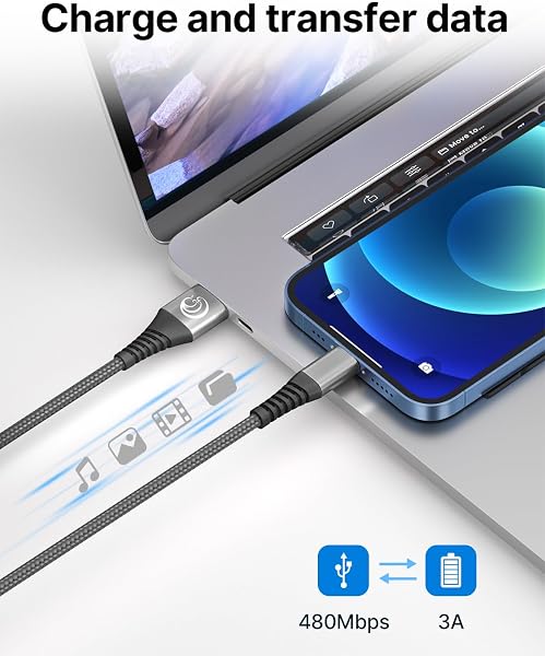 2Pack 2M iPhone Charger Cable, MFi Certified Lightning Cable Fast Charging Braided iPhone Charger Fast Charge USB Charging Lead for Phone 14 13 12 11 Pro Max XS XR X 8 7 6 Plus 5 SE, iPad and iPod - 4