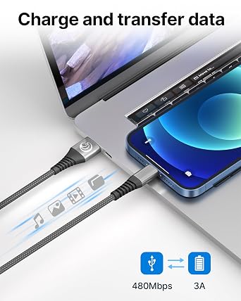 2Pack 2M iPhone Charger Cable, MFi Certified Lightning Cable Fast Charging Braided iPhone Charger Fast Charge USB Charging Lead for Phone 14 13 12 11 Pro Max XS XR X 8 7 6 Plus 5 SE, iPad and iPod