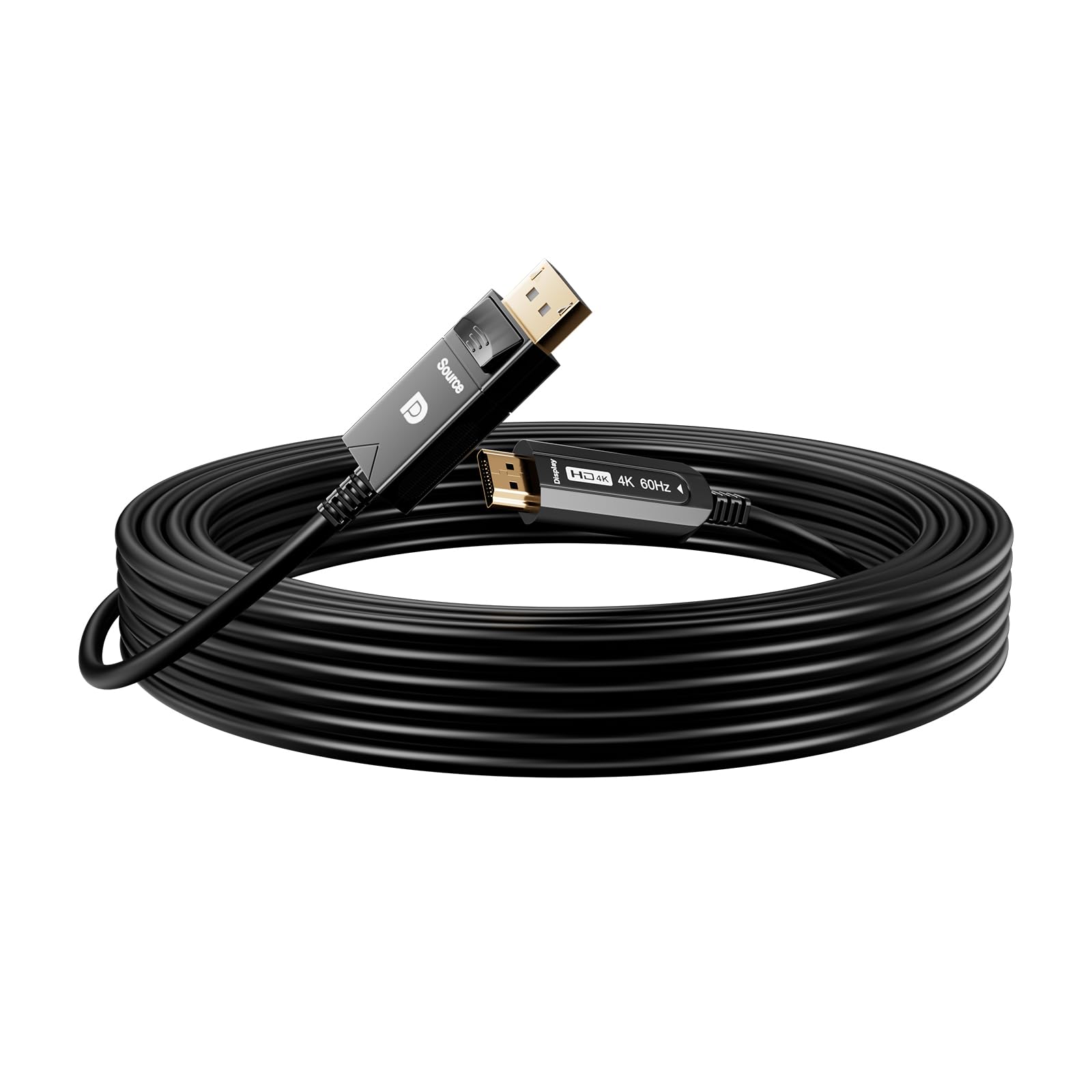 DisplayPort to HDMI Fiber Optic Cave, Active DP to HDMI Video Cord 4K@60H Uni-Directional, Supporto HDTV HDCP Self-detecting function for EDID information (A0107-10Meter)