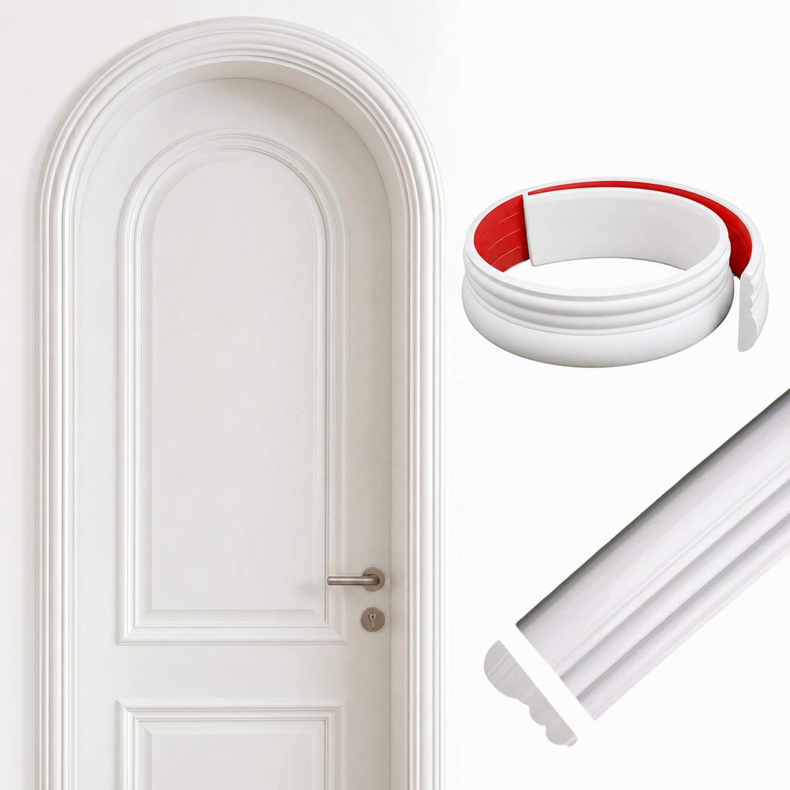 CBBEONRN Peel And Stick PVC Molding Trim Flexible Self Adhesive Wall Molding for Home Decoration & Wall Protection (White) W 5cm, L 7m