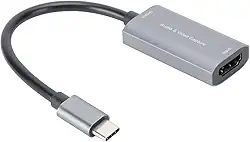 Pissente Placa de Captura de Vídeo para TypeC 4K 1080P Dispositivo de Transmissão Ao de Jogos de Alta Definição para Gravação de Conferências de Streamers Cinza Prateado Z29A