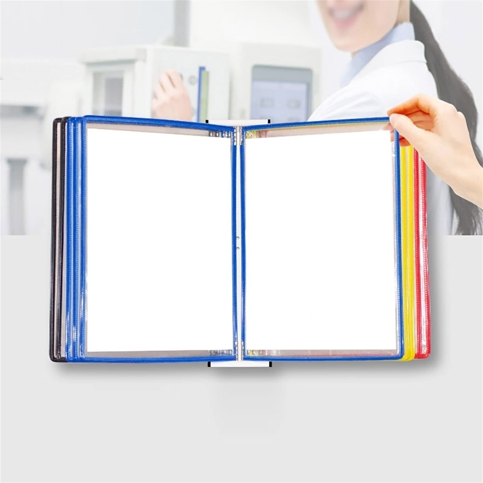 Präsentationsmappe, A4-Wandmappe mit Präsentationsfunktion, A4 [8,26 Zoll × 11,69 Zoll], 10 Fächer(Blu)
