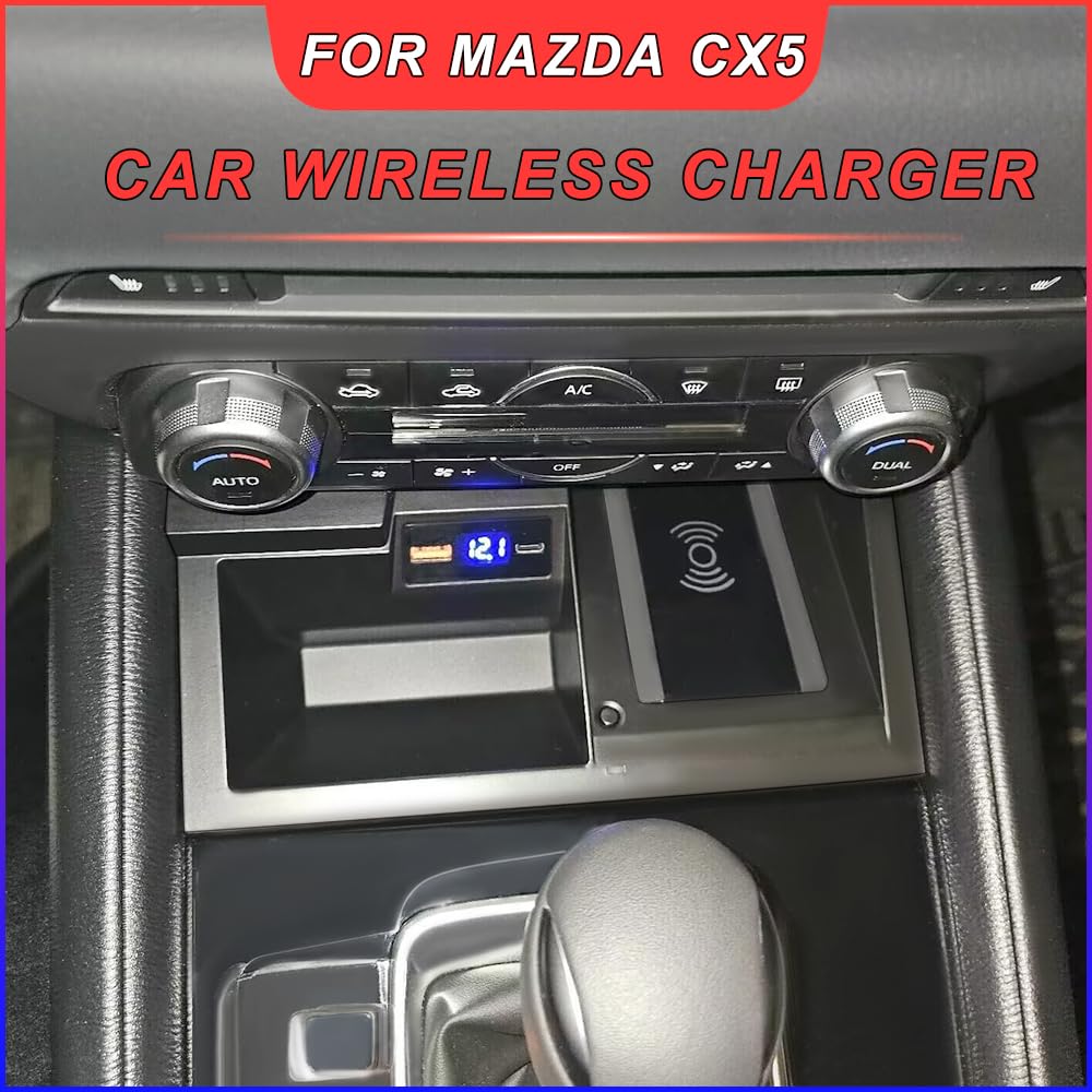 Plaque de chargement sans fil for voiture, compatible avec Mazda CX-5 CX5 2017 – 2021, support de chargeur de téléphone, Plug And Play, accessoires de Charge rapide