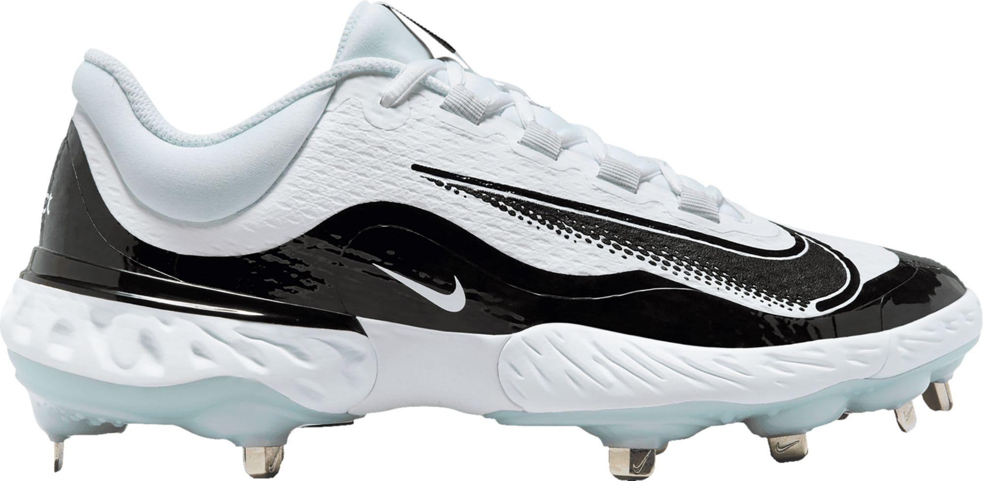 Nike Alpha Huarache Elite 4 Low FD2745-101 White-Black Men's Metal Baseball Cleats 13 US