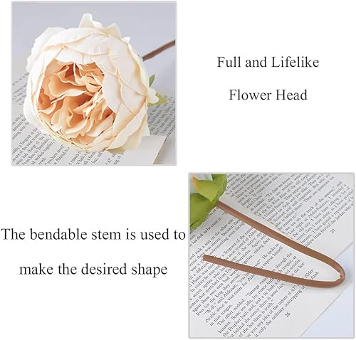 Miniatura 7 de Flores artificiales falsas, peonía de seda, 12 arreglos de cabezas de flores, ramos de boda, decoración floral de plástico, centros de mesa para el