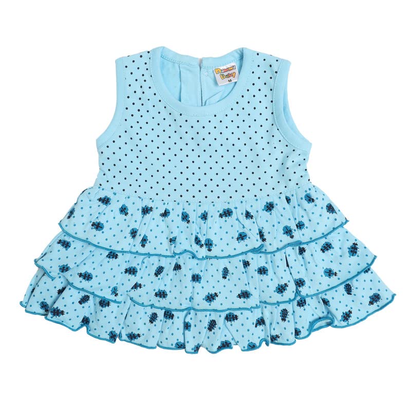 Image of NammaBaby Premium Baby Girls Full Sleeves Frock with Pant Baby Girl's Cotton Frock with Leggings, Frill Frock - Pack of 1