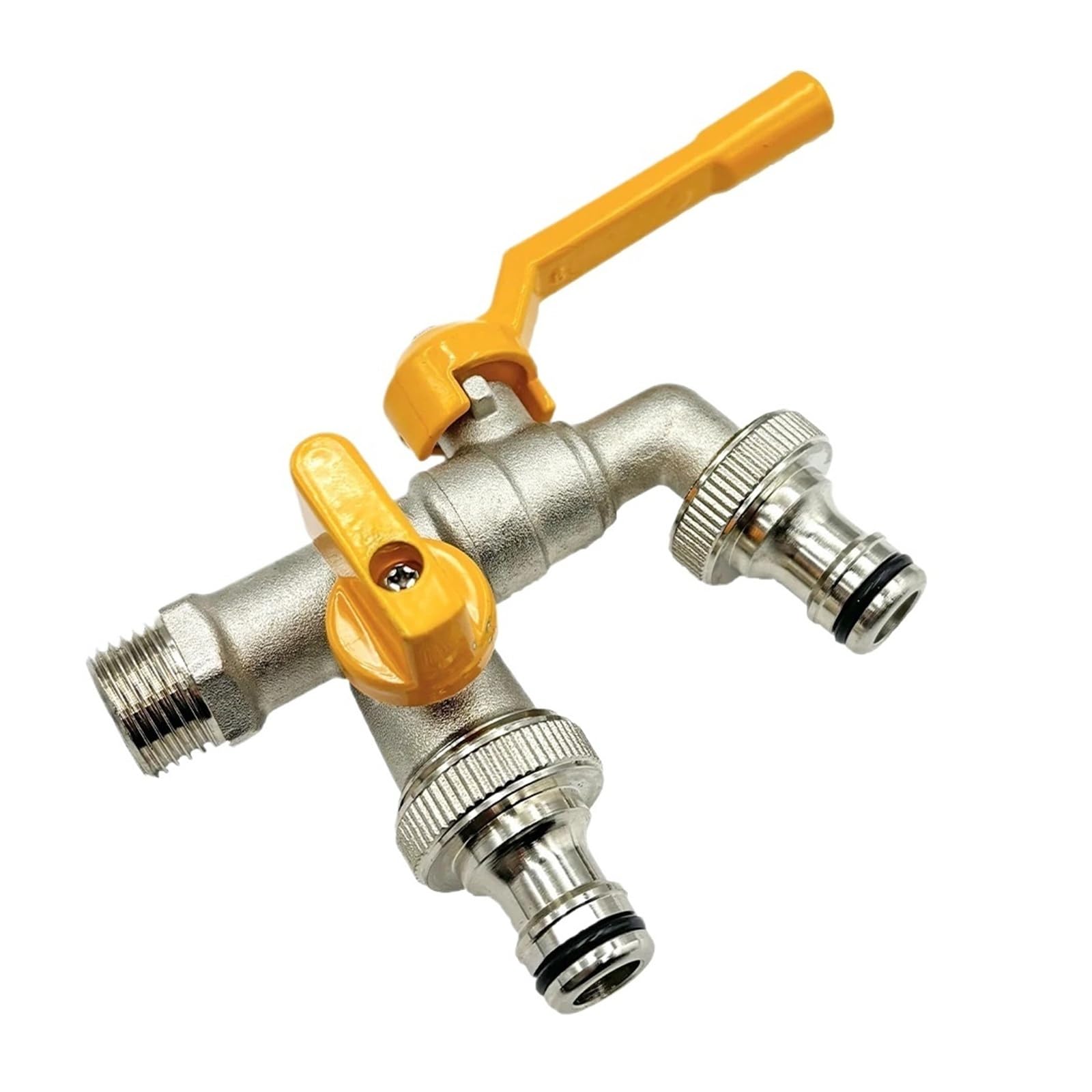 Gartenschlauch-Wasserhahn-Adapter aus Messing, 1/2 Zoll, Wassertank-Anschluss, 2-Wege-1-Wege-Bewässerungsverbindung, Ersatz-Armatur, Kugelhahn(I-1pcs)