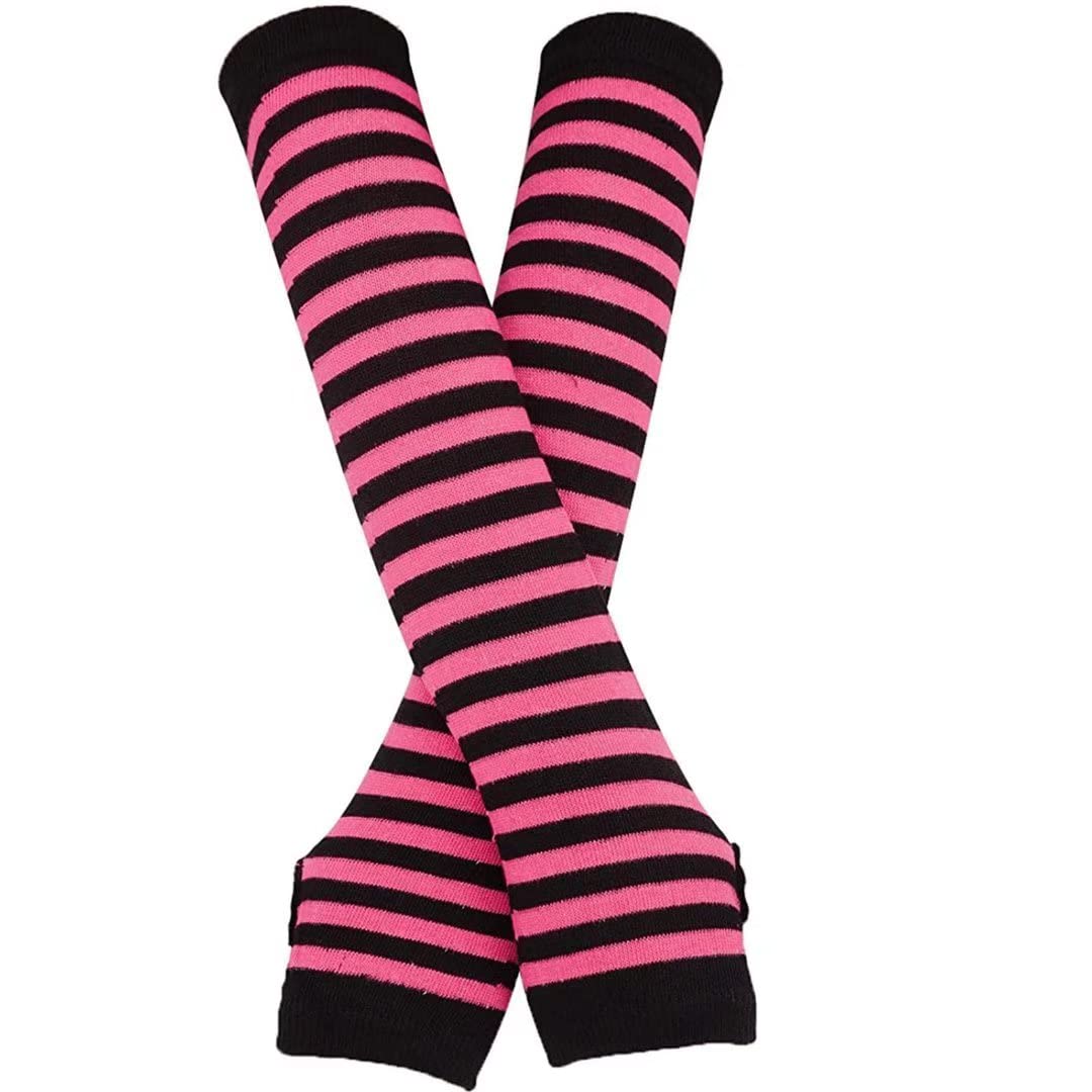 Women's Long Knitted Fingerless Gloves Thumbhole Stretch Arm Warmers