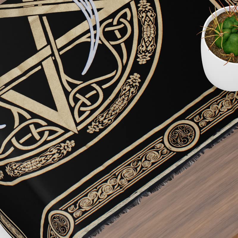 OCTAZI Altar Table Cloth Tarot Cards Bandana Tablecloth Wiccan Altar Tools Napkins Witchcraft Supplies Square Witch Pagan Spiritual Celestial Deck Witchy Spell Cotton Sacred Alter Cloth With Fringes - Image 3