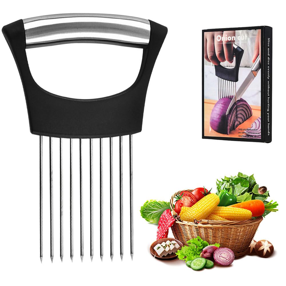 Onion Holder for Slicing 2025 New Stainless Steel Onion Slicer Holder Lemon Tomato Onion Cutter Vegetables Fruit Chopper