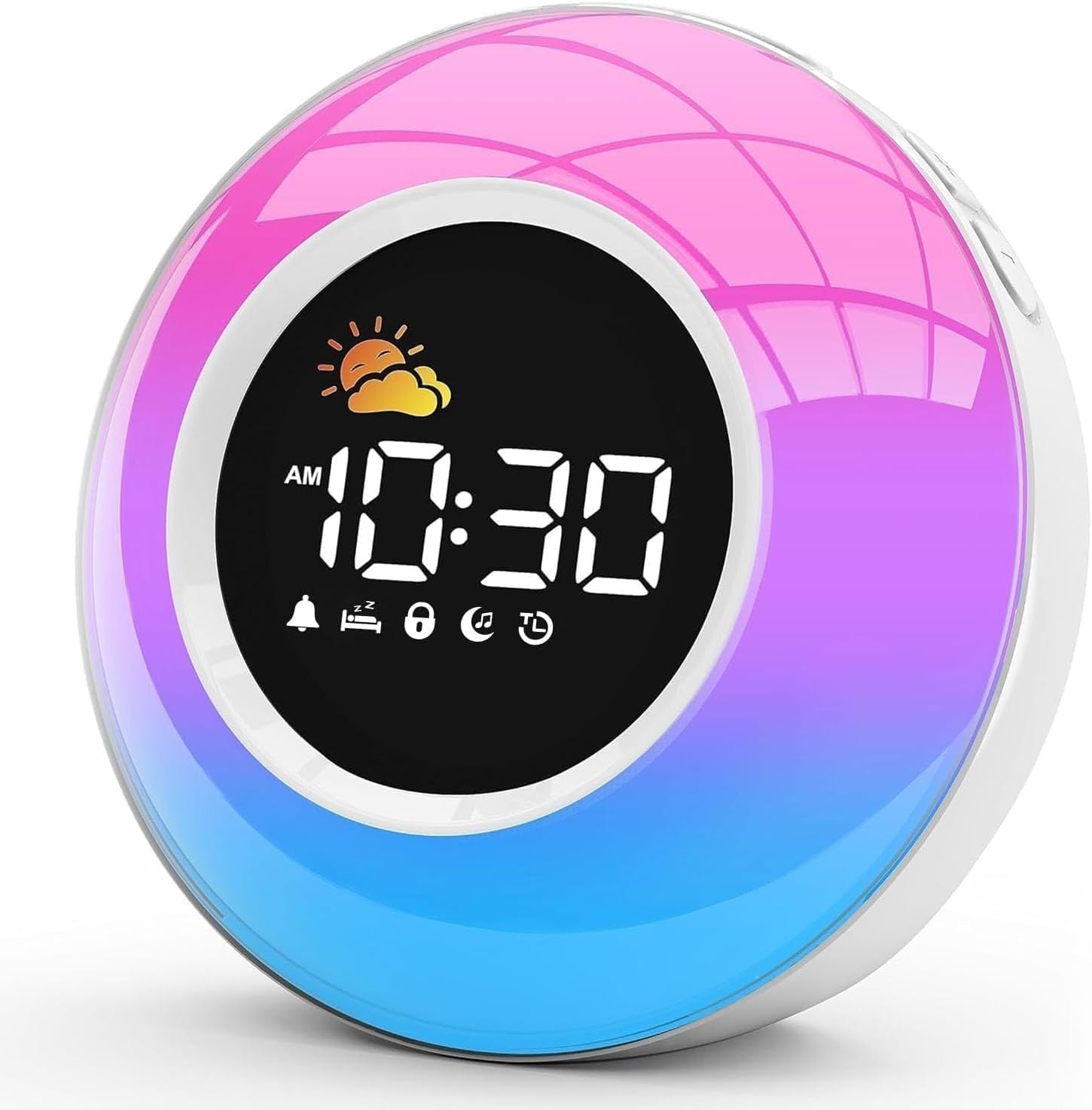 APUZOM Wecker mit Nachtlicht Wecker mit Licht Tischuhr ohne Tick,Geschenke für Mädchen Jungen,Kind Schlaftrainer mit Nachtlicht, Customized Lichtwecker mit 12 White Noise, Snooze und Timer