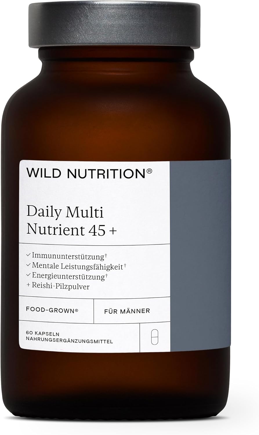WILD NUTRITION Food Grown Daily multivitamin for women aged 45 and over Naturally sourced ingredients Support for hormones and metabolism For bones Muscle and immune system 60 capsules