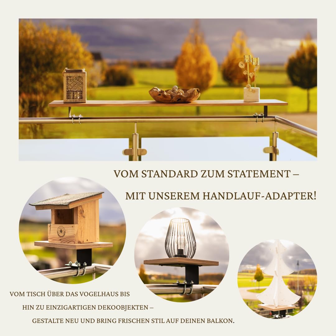 Universeller Balkon-Adapter – stabile Halterung ohne Bohren | Metall, schwarz pulverbeschichtet | Halter | Adapter | für Vogelhäuser, Laternen, Tischplatten, Balkonerhöhungen & mehr