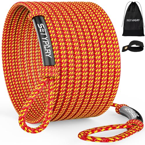 SETYPARY 6K 60FT Boat Tow Rope for Tubing, Fits 1-6 Person Towable Tubes Boating, Heavy-Duty Floating Tube Tow Rope for Watersports (Orange & Yellow)