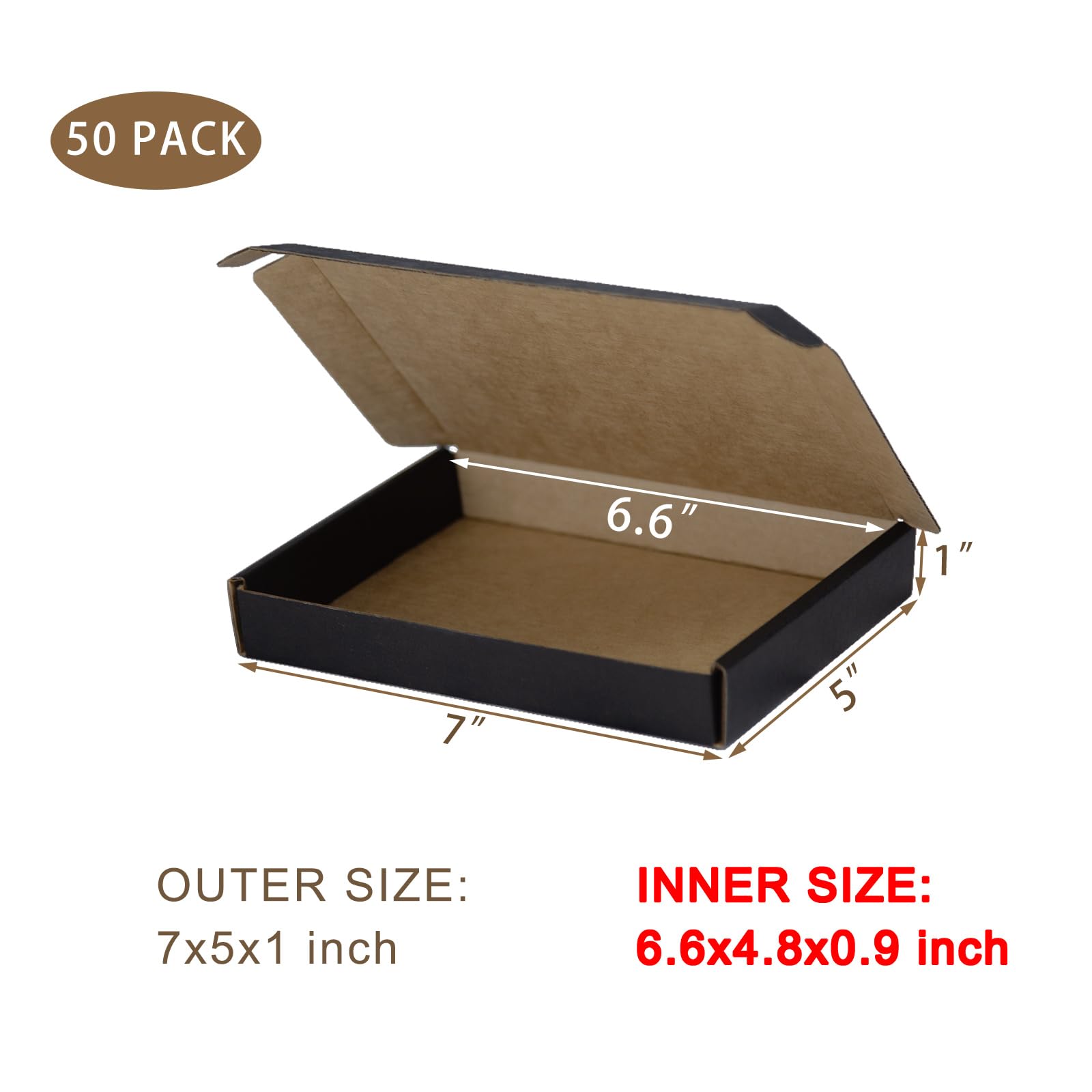 Amazon.com: SUNLPH 50 Pack 7x5x1 Inches Small Shipping Boxes, Black Corrugated  Cardboard Boxes, Moving Mailing Packing Box : Office Products