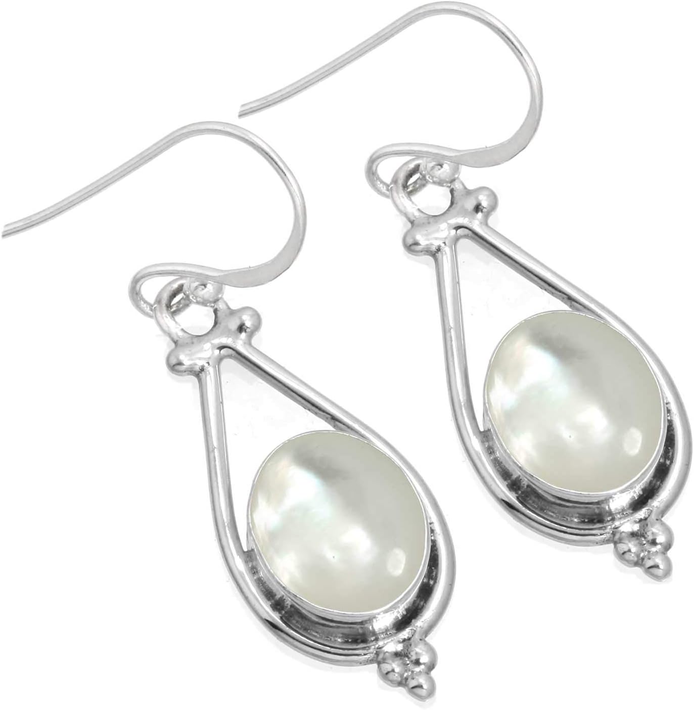 Genuine 925 Sterling Silver Handmade Jewelry Oval Agate, Crystal, Lapis, Amber Natural Gemstone Boho Drop Dangle Earring For Women