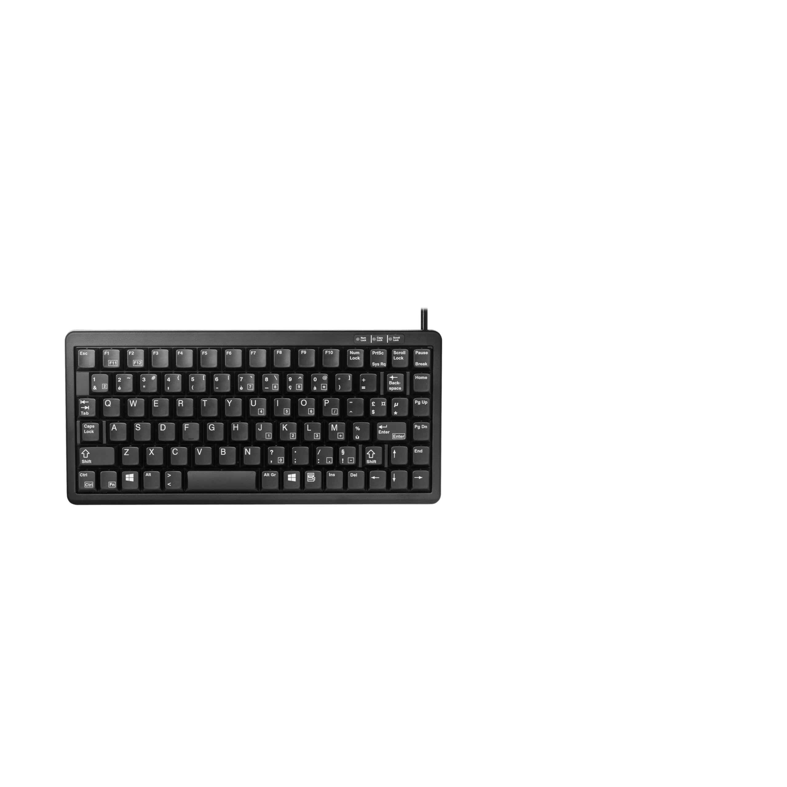 CHERRY G84-4100, Kompakte Mechanische Tastatur, Französisches Layout (AZERTY), Mit Windows-Tasten, Kabelgebunden (USB & PS/2), CHERRY ML Switches, Schwarz