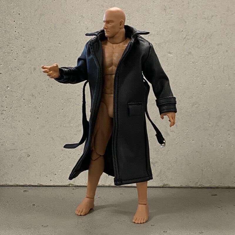 Miniatura 3 de Gabardina de piel sintética negra con cable Sodier a escala 112 para figura de 6 pulgadas