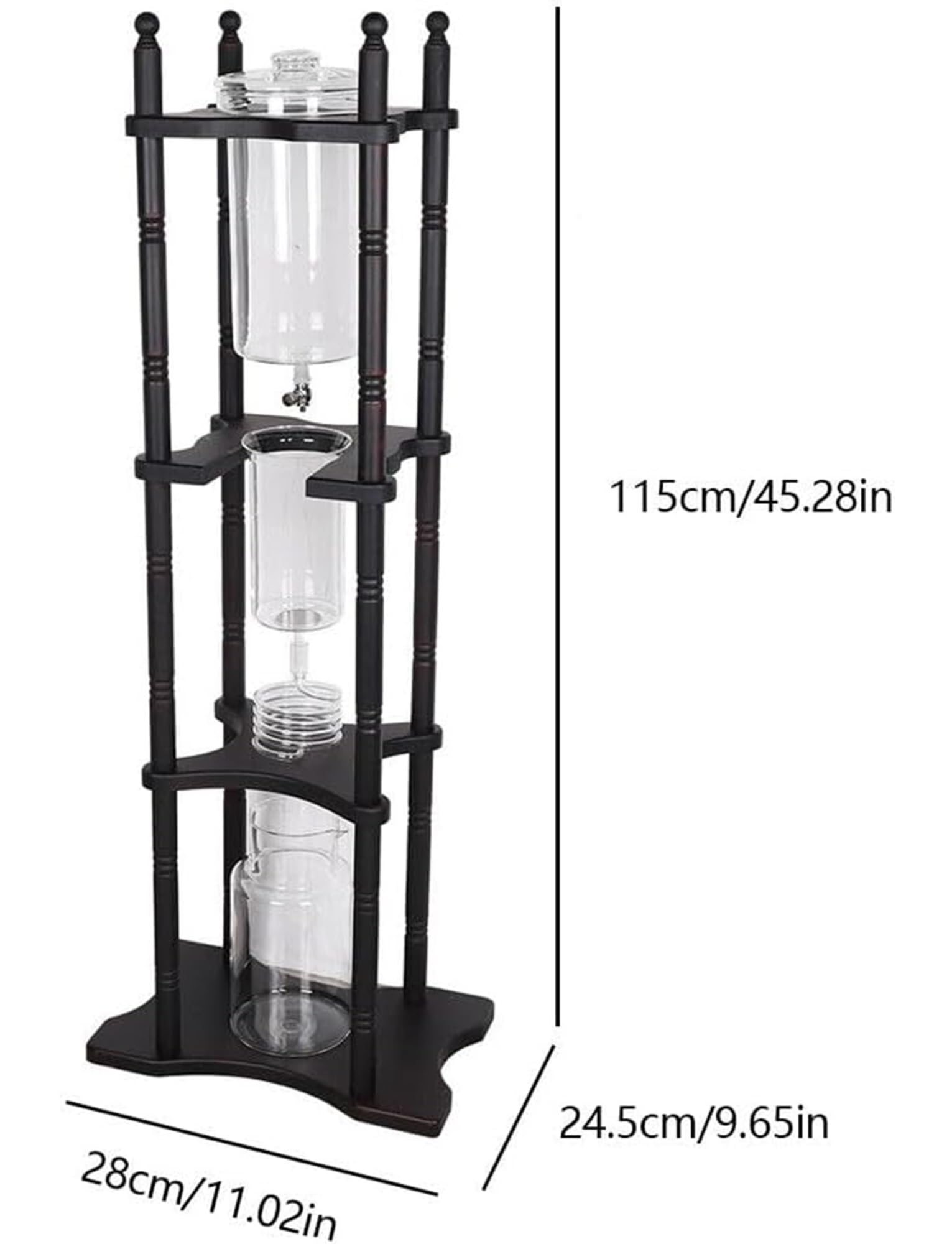Cold Brew Caffettiera Dripper Pot con contenitore in vetro e supporto in legno per uso domestico e ufficio