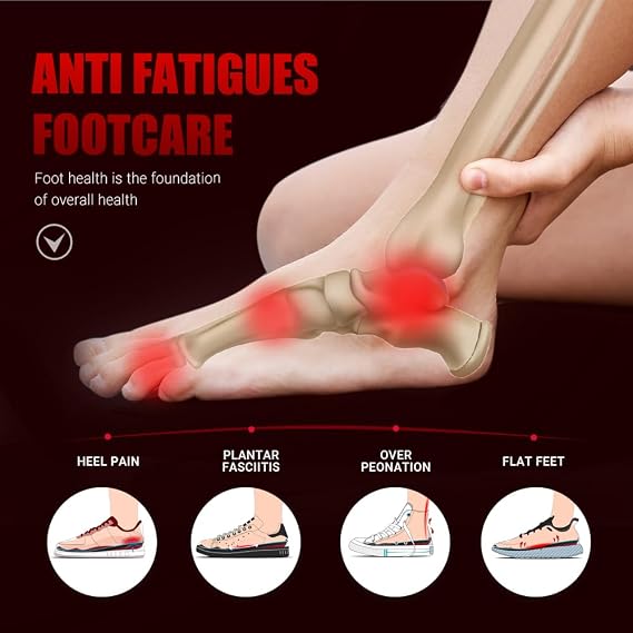 VALSOLE Orthotic Insole for Men Women,Plantar Fasciitis Arch Support Insole,for Flat Feet,Metatarsalgia,Heel Pain,Shock Absorption Comfortable Inserts (Red and Black, UK-12-30.2cm(11.9in))