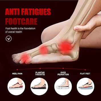 VALSOLE Orthotic Insole for Men Women,Plantar Fasciitis Arch Support Insole,for Flat Feet,Metatarsalgia,Heel Pain,Shock Absorption Comfortable Inserts (Red and Black, UK-12-30.2cm(11.9in))