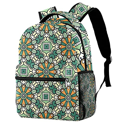 Sac à dos de voyage mandala pour filles et garçons avec porte-bouteille intégré